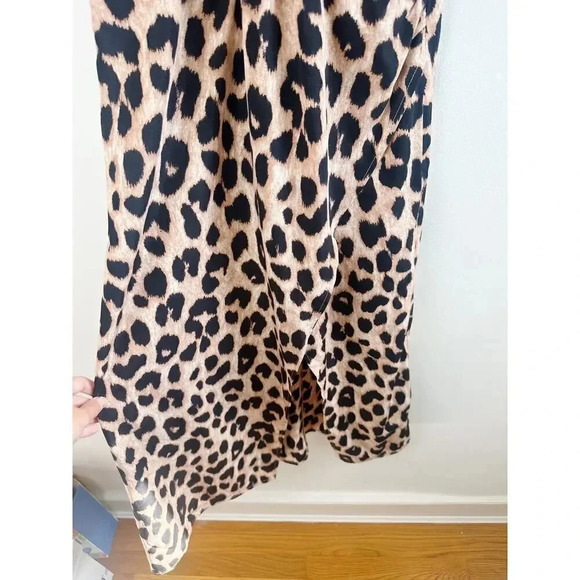 Minueto Cheetah Print Midi Dress Puff Sleeves Wrap Style Size M - Picture 6 of 10